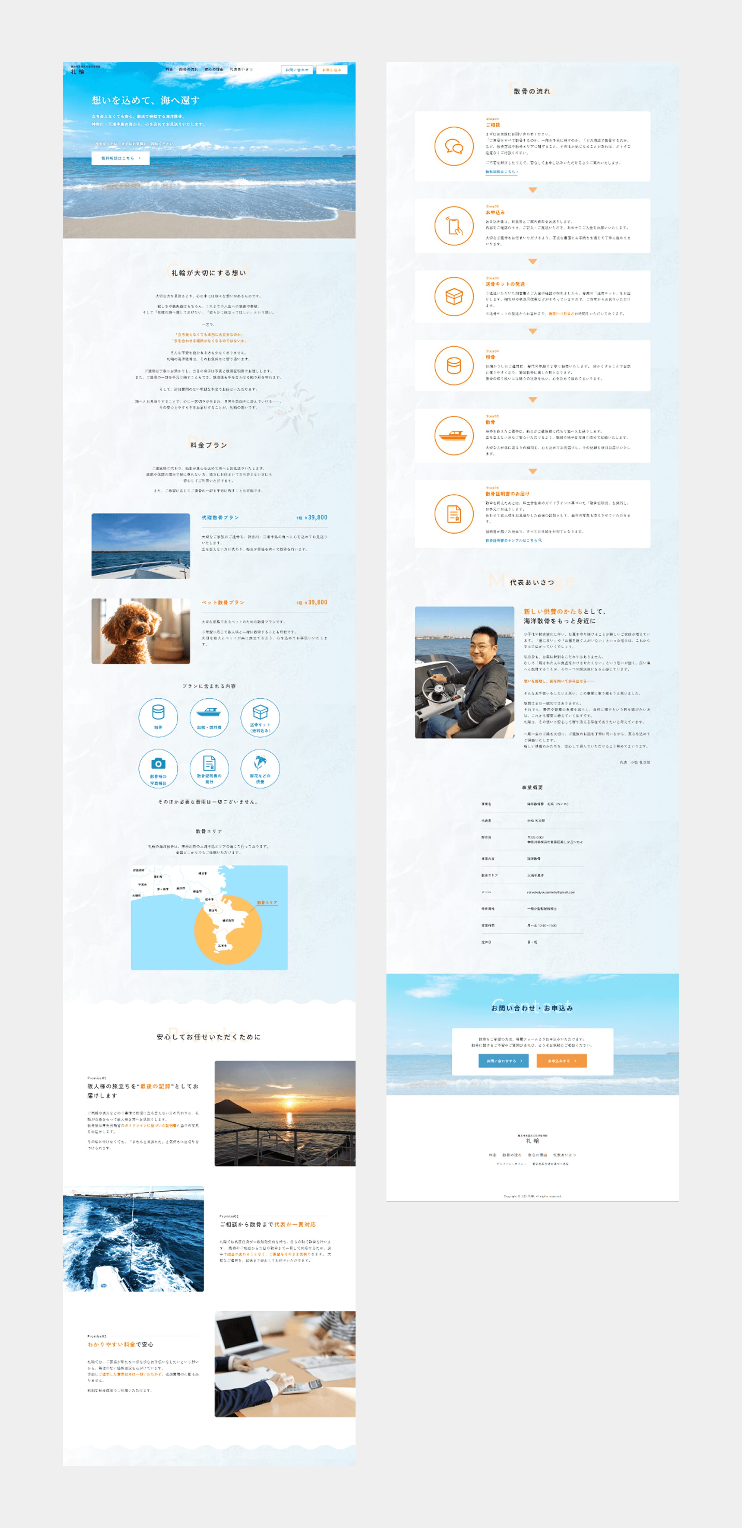 海洋散骨サービスサイトの全ページ画像